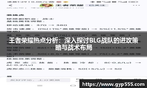 王者荣耀热点分析：深入探讨BLG战队的进攻策略与战术布局